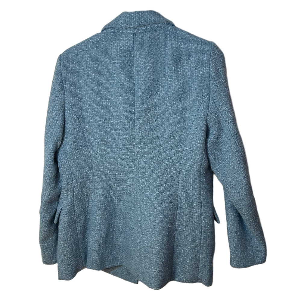 Esqualo Tweed Boucle Light Blue Double-Breasted Blazer size 10 - Picture 6 of 8